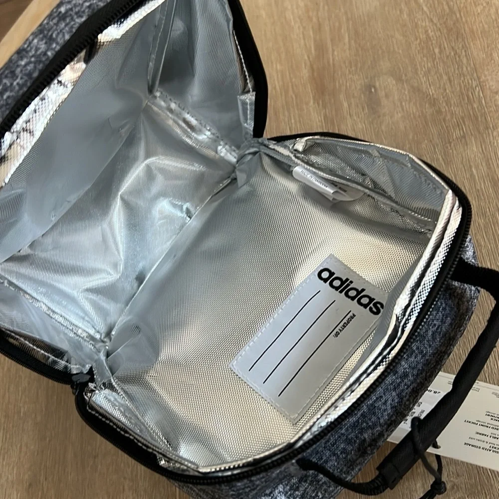 Adidas Boys Insulated Santiago Lunch Box Bag Carrier Gray Black